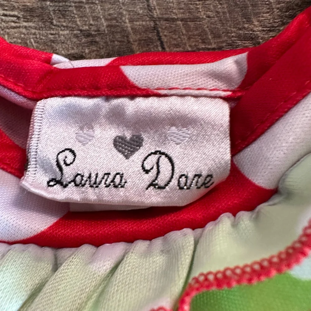 Girls Laura Dare Nightgown Size 7 Red Green Polka Dot Ruffle